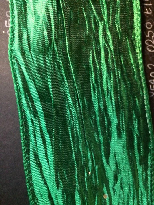 2.5" Green (Emerald) shiny crinkle ribbon - 2pcs