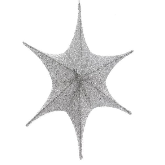 120cm Fold up 6 point Hanger Stars - Silver