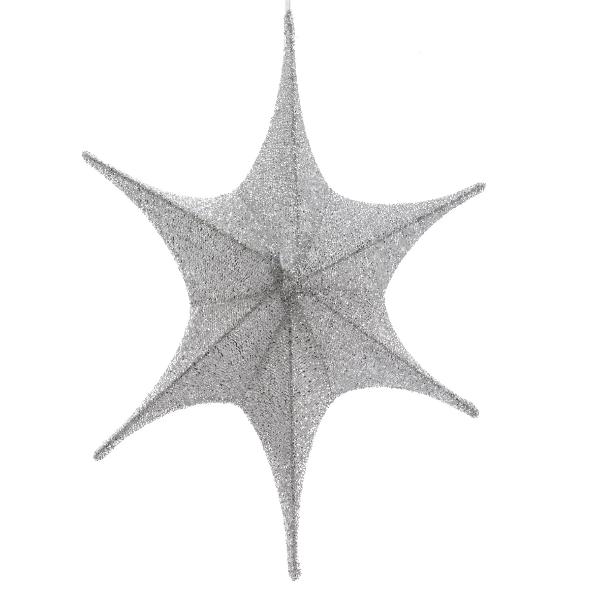 85cm Fold up 6 point Hanger Stars - Silver