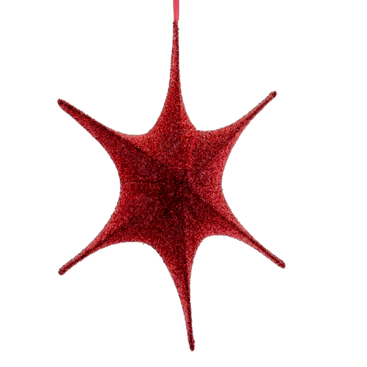 120cm Fold up 6 point Hanger Stars - Red