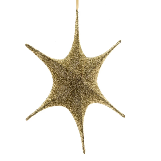 120cm Fold up 6 point Hanger Stars - Gold