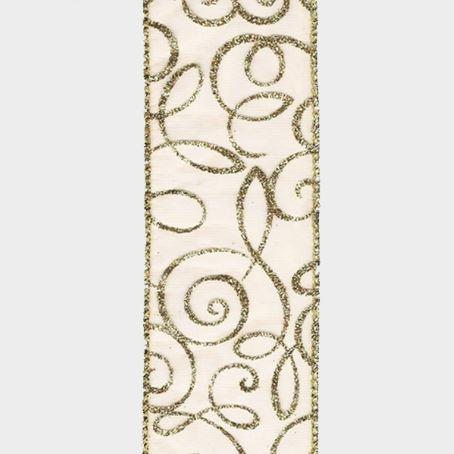 2.5" Gold sheer with swirl pattern - 2pcs