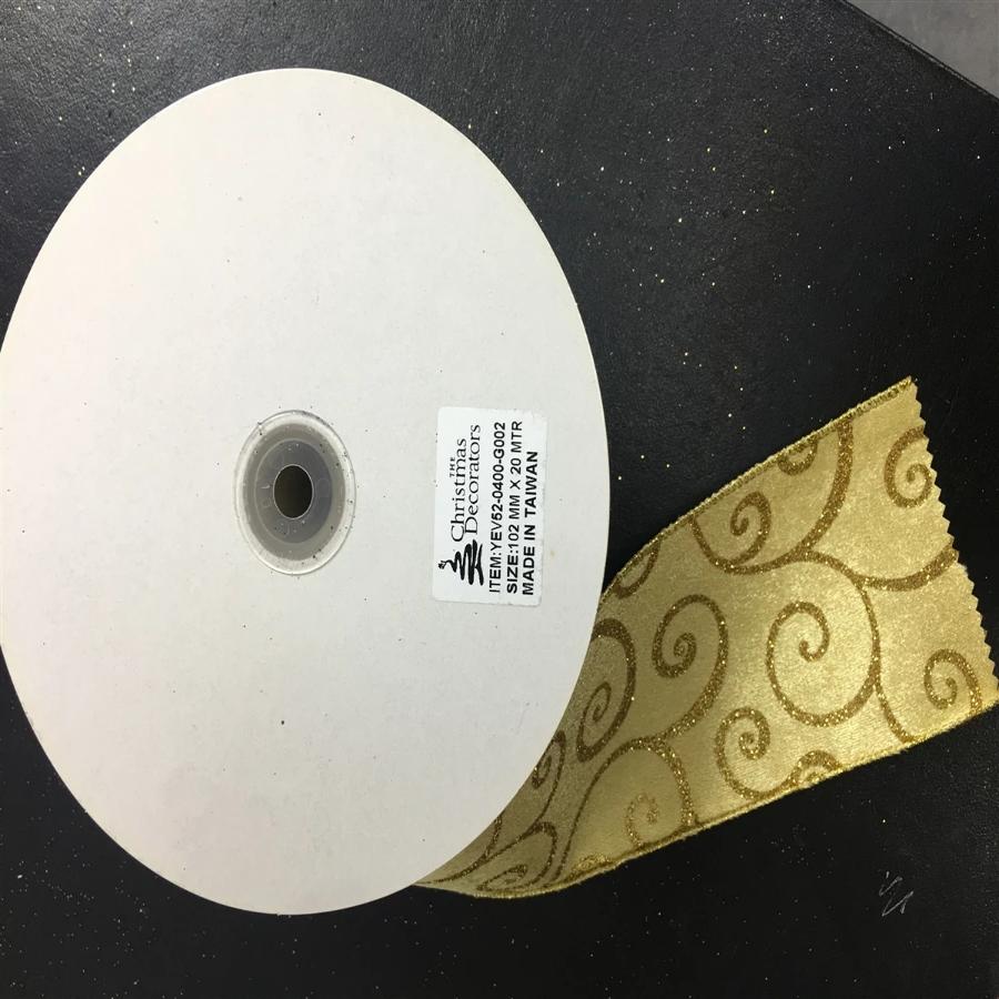 4" Gold velvet with large scrolls - 2pcs