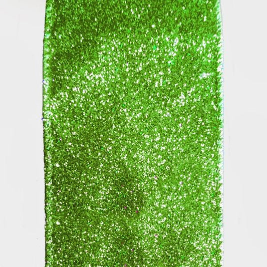 2.5" Green glitter ribbon - 2pcs