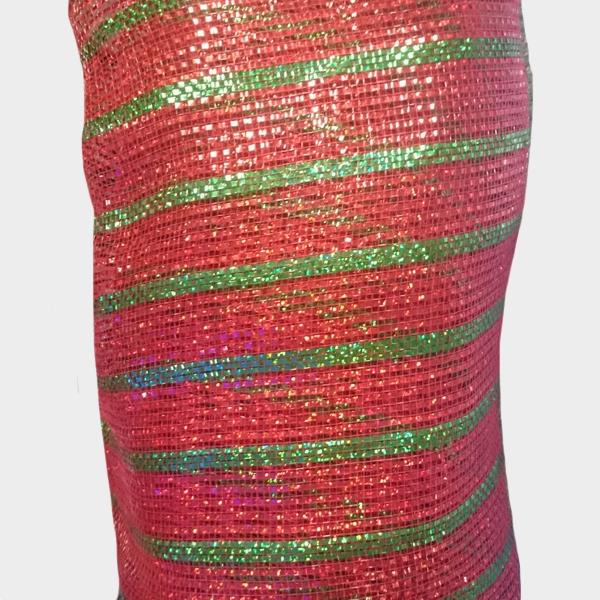 Decomesh Red with Green stripes  - 1 Roll