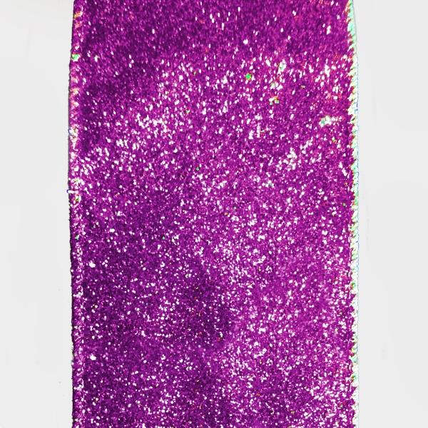 2.5" Purple glitter ribbon - 2pcs