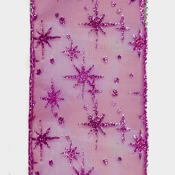 2.5" Purple sheer with star pattern - 2pcs