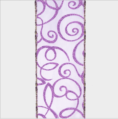 2.5" Purple sheer with swirl pattern - 2pcs