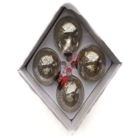 100mm Silver Mottled Glass Baubles - 12 Packs of 4