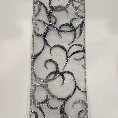 2.5" Silver with glitter swirl - 2pcs