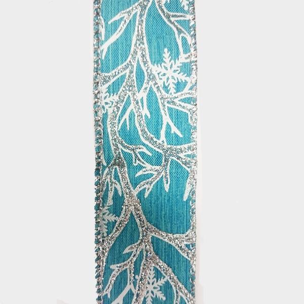 1.5" Turquoise with branch/snowflake pattern - 2pcs