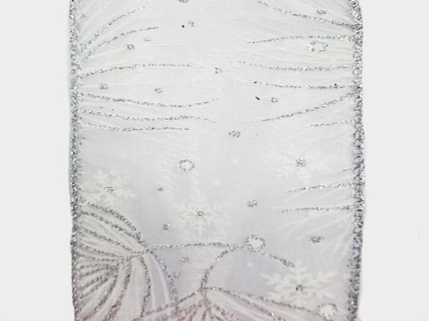 2.5" White sheer ribbon with snowflake pattern - 2pcs