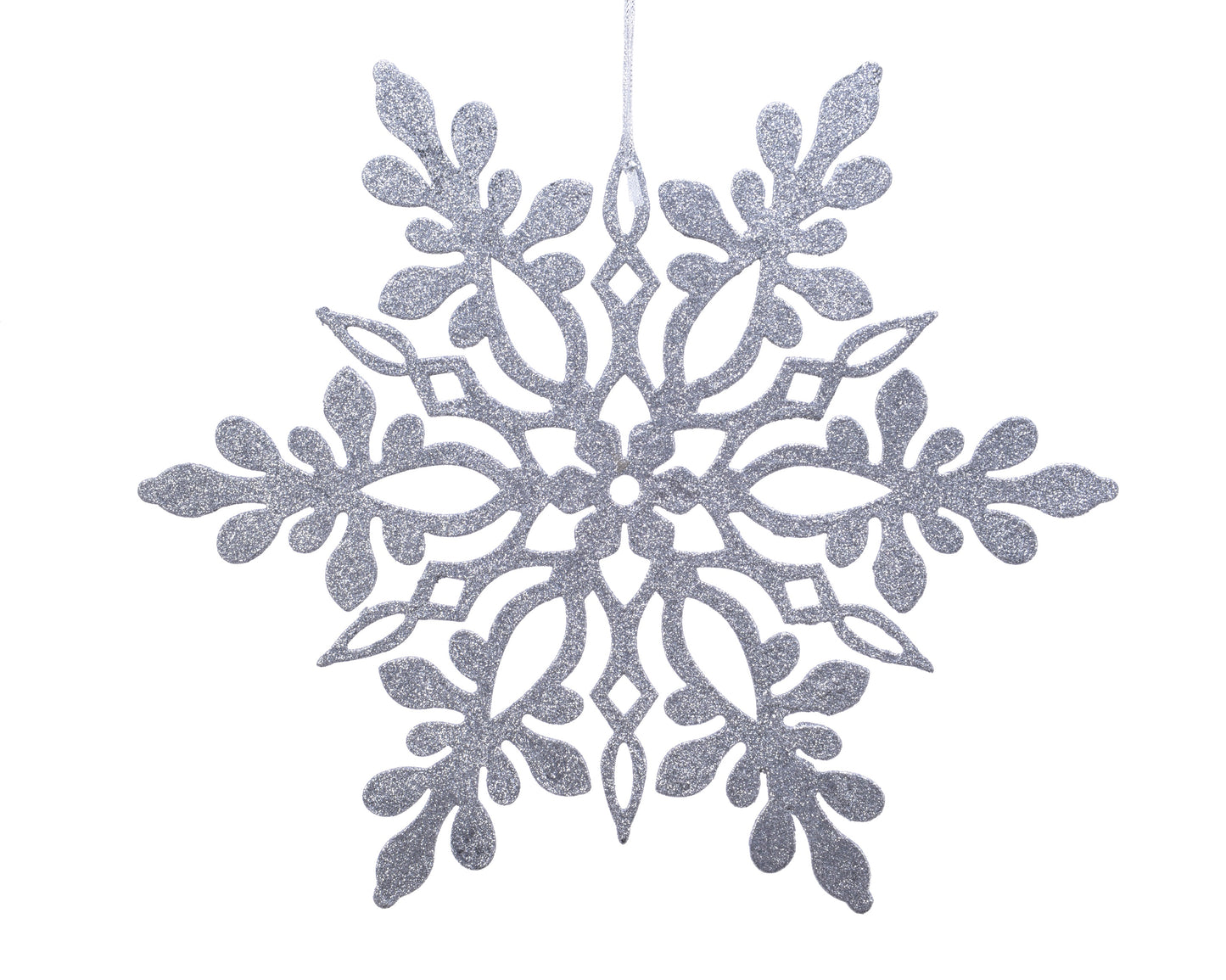 38cm Silver Snowflake with Glitter - 12pcs