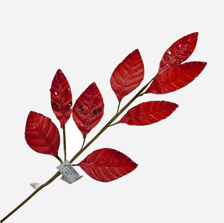 Red Crystal Leaf Spray - Pack of 10