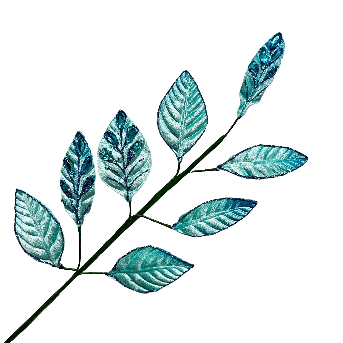 Turquoise Crystal Leaf Spray - Pack of 10