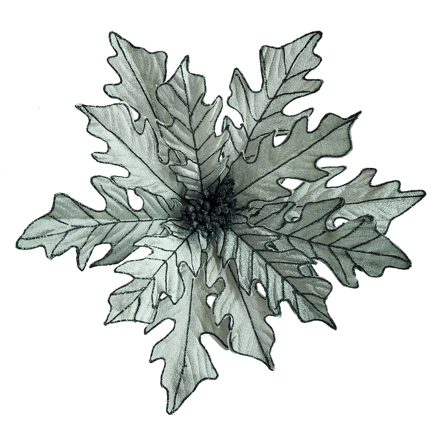 12Inch Dark Silver Poinsettia - Pack of 10