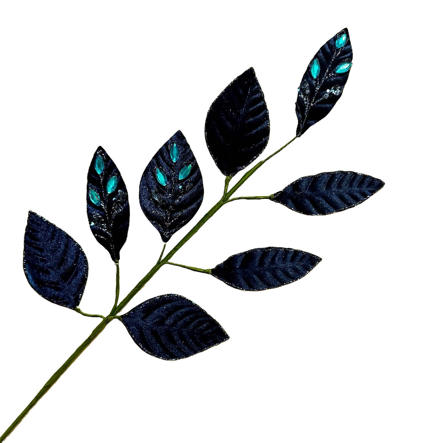 Blue (Midnight) Crystal Leaf Spray - Pack of 10