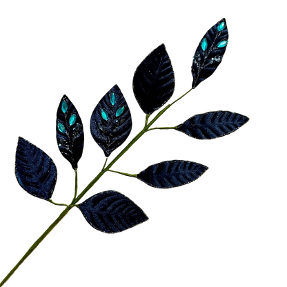 Blue (Midnight) Crystal Leaf Spray - Pack of 10