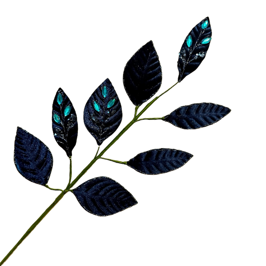 Blue (Midnight) Crystal Leaf Spray - Pack of 10