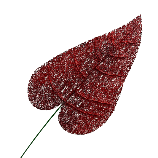 Red Mesh Leaf Stem - Pack of 10