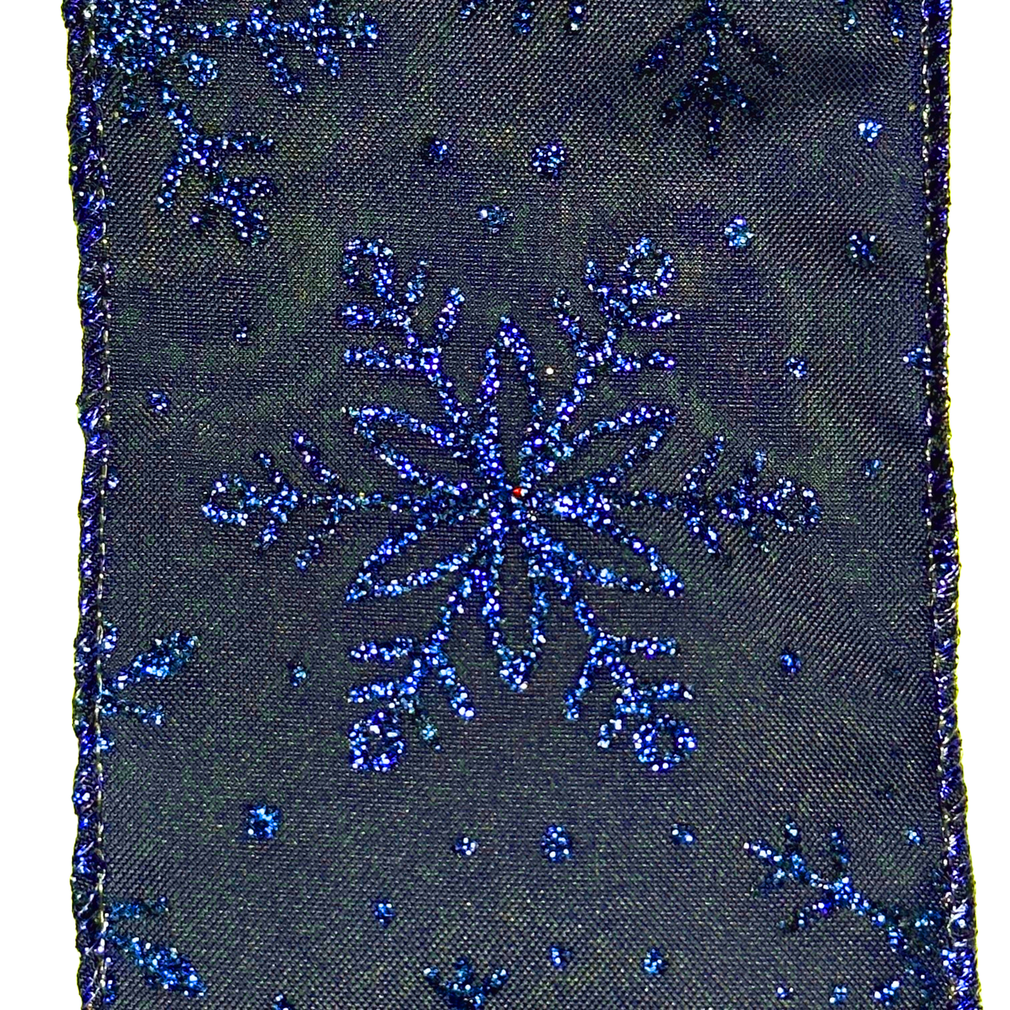 2.5" Blue (Midnight) with glitter snowflakes - 2pcs