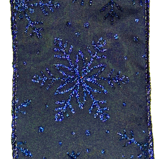 2.5" Blue (Midnight) with glitter snowflakes - 2pcs