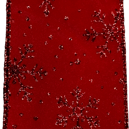 2.5" Red with glitter snowflakes - 2pcs