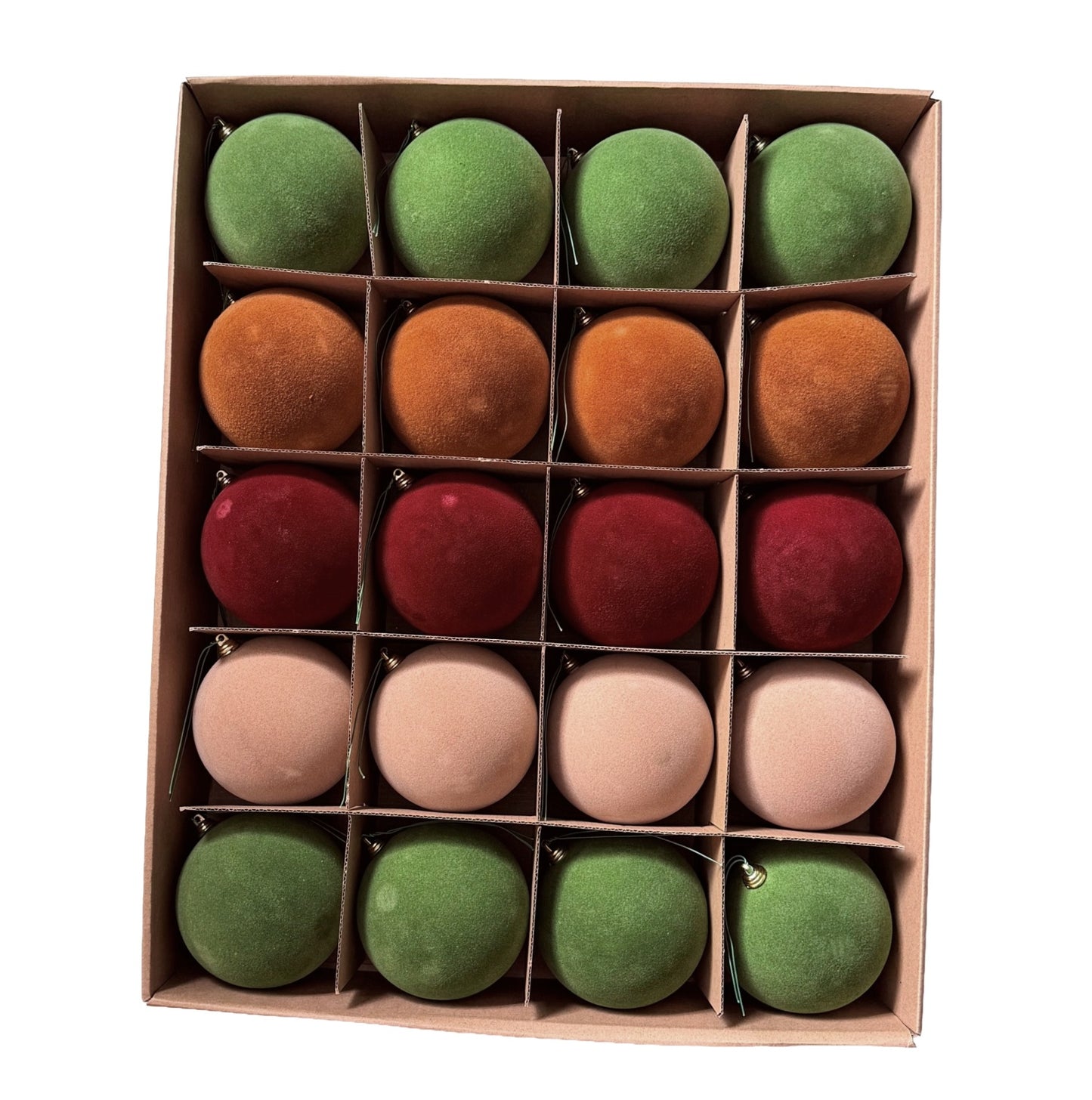 100mm Mixed Flocked Baubles - 120pcs