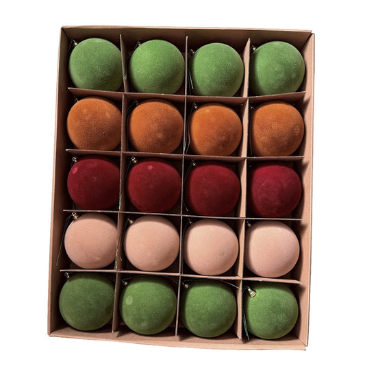 100mm Mixed Flocked Baubles - 120pcs