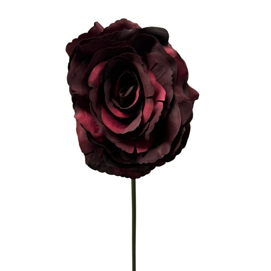 Silk Rose on stem Burgundy - 6pcs