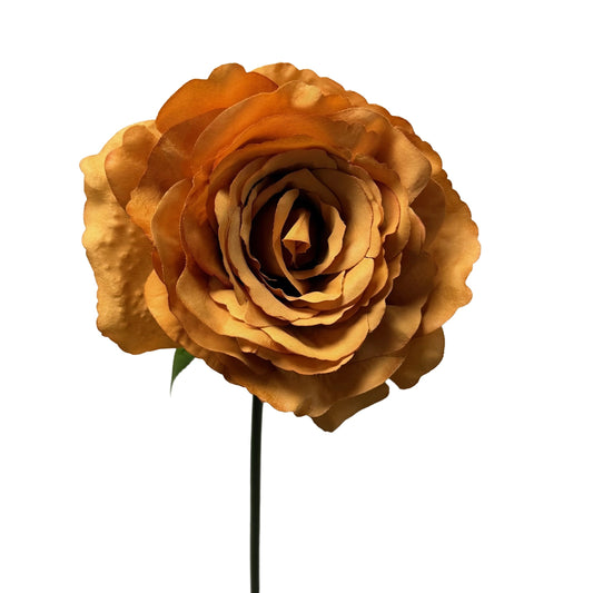 Silk Rose on stem Orange - 10pcs