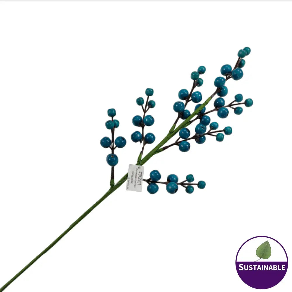 Blue (Denim) Wooden Berries - Pack of 10