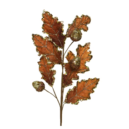 Brown velvet Oak Leaf Spray - Pack of 12