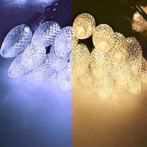 16 C9 Strawberry Lights 2Chip Warm-White/Ice-White LEDs on 46ft green cable LV - 10 Sets (24VOLTS)