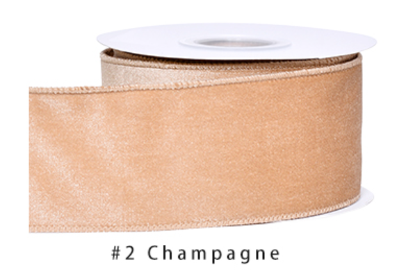 2.5" Velvet Ribbon Light Champagne - 2pcs