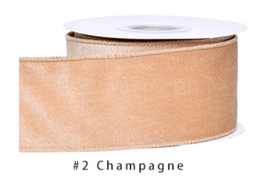2.5" Velvet Ribbon Light Champagne - 2pcs
