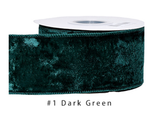 2.5" Velvet Ribbon Dark Green - 2pcs