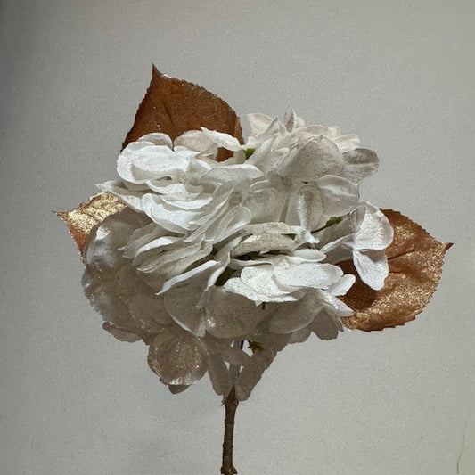 Flower on stem White/Gold - 6pcs