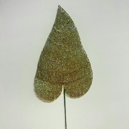 Champagne Mesh Leaf Stem - Pack of 10