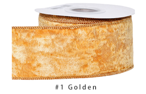 2.5" Velvet Ribbon Golden - 2pcs