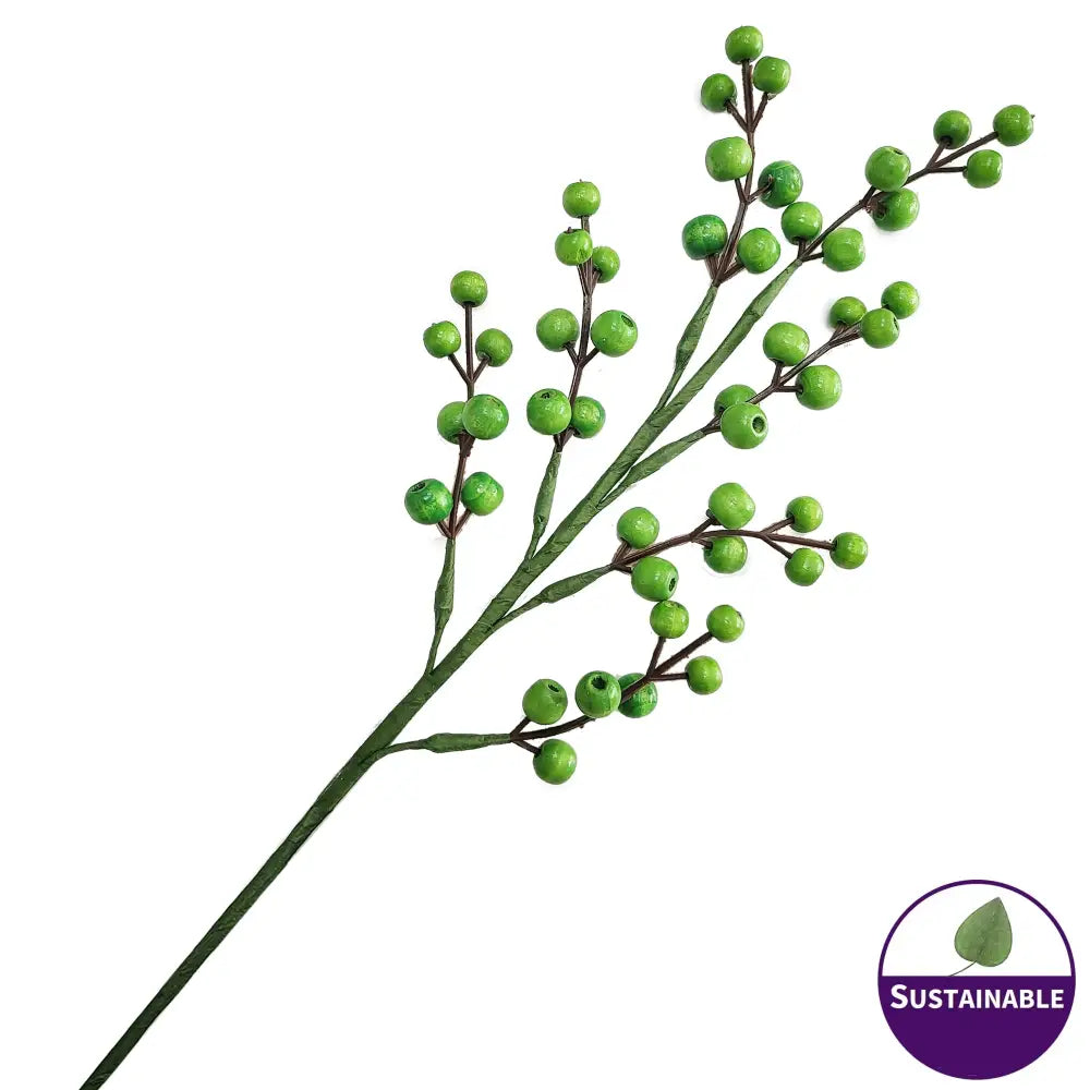 Green Wooden Berries - Pack of 10