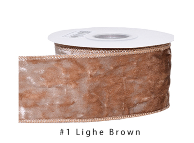 2.5" Velvet Ribbon Light Brown - 2pcs