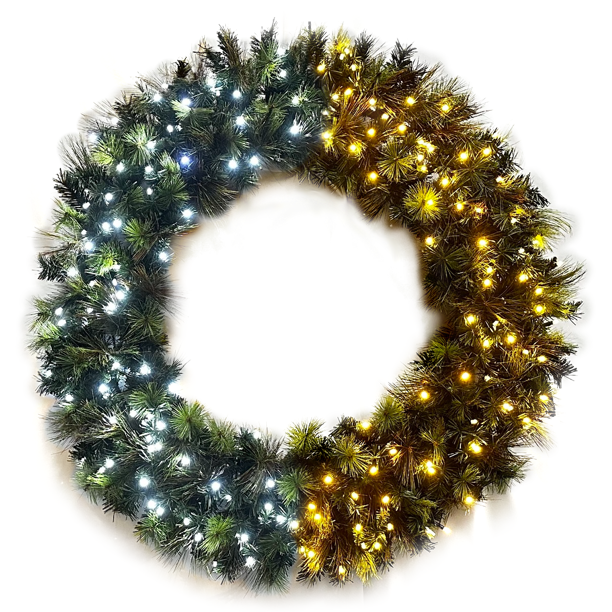 48Inch Pre-lit (Needle) Wreath 160 2Chip Warm-White/ice-White LEDs - 1pc