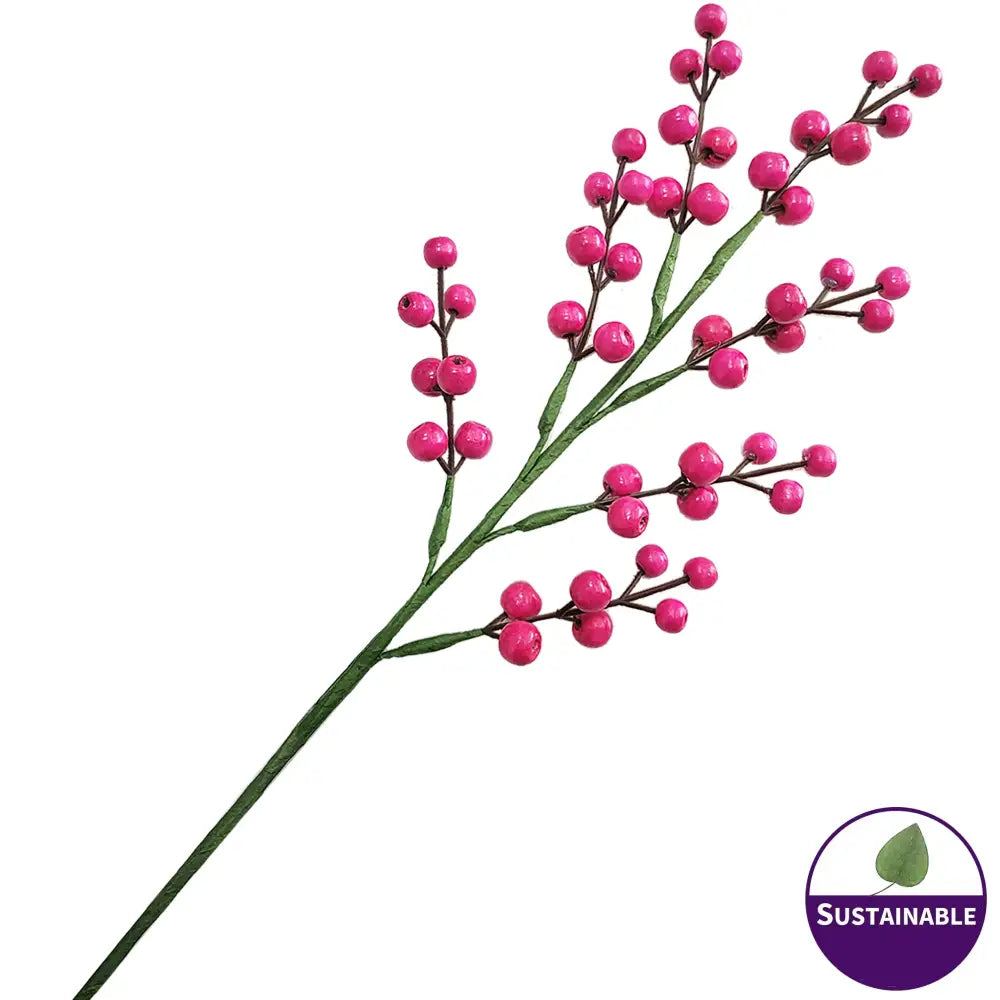 Pink Wooden Berries - Pack of 10
