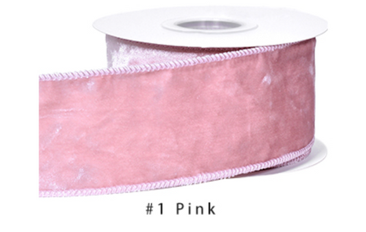 2.5" Velvet Ribbon Pink - 2pcs