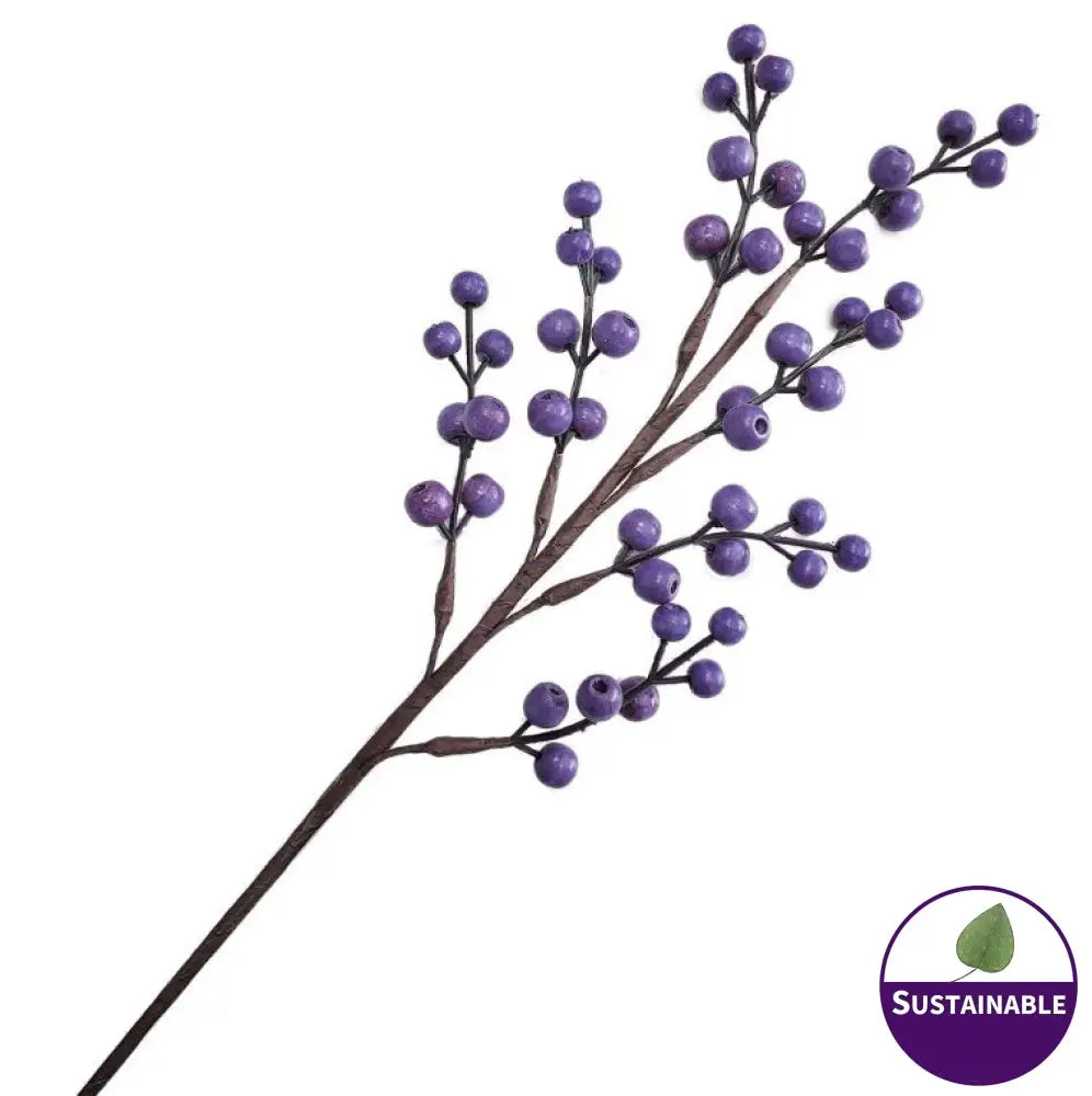 Purple Wooden Berries - Pack of 10