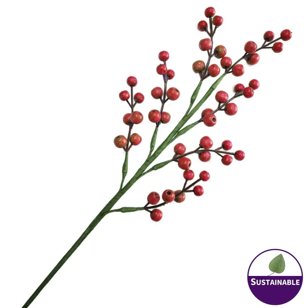 Red Wooden Berries - 10pcs