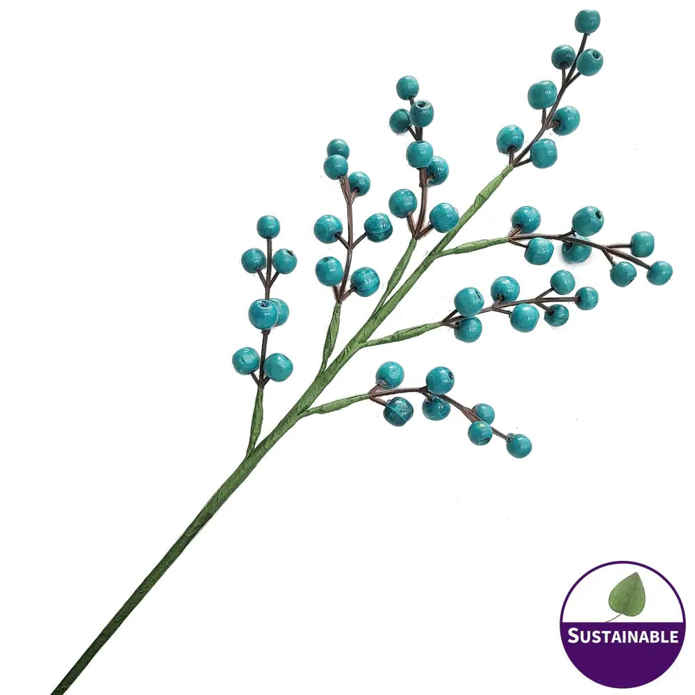 Turquoise Wooden Berries - Pack of 10