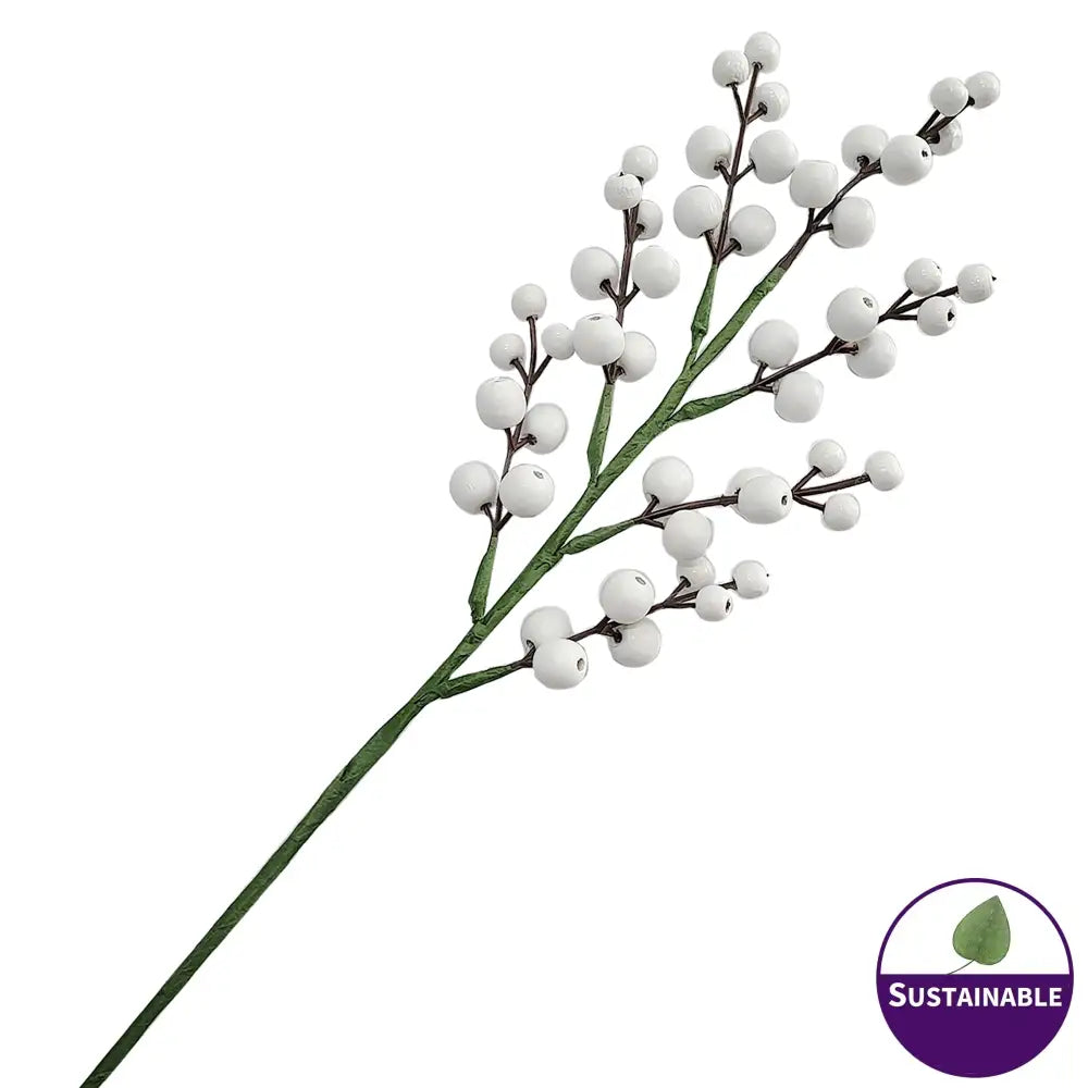 White Wooden Berries - Pack of 10